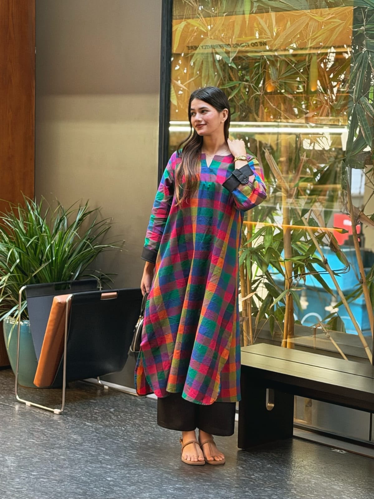 Madrasi Check A-Line Cotton Kurti Pant Set