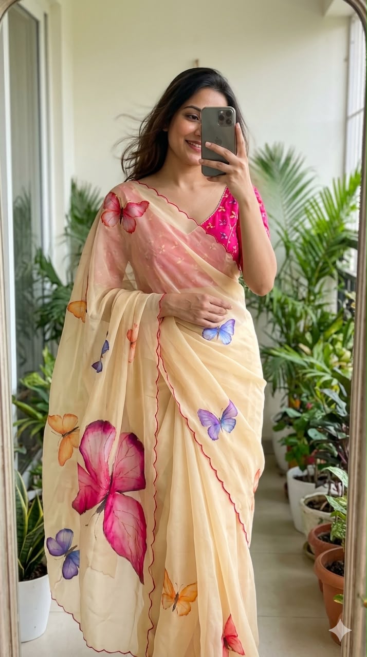 Floral Digital Print Chiffon Saree