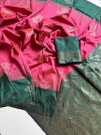 Soft Tissue Silk Saree with Contrast Jacquard Border & Woven Blouse