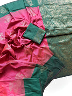 Soft Tissue Silk Saree with Contrast Jacquard Border & Woven Blouse