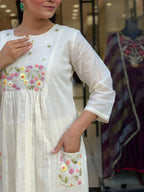 Cotton Embroidered Kurti Pant Dupatta Set