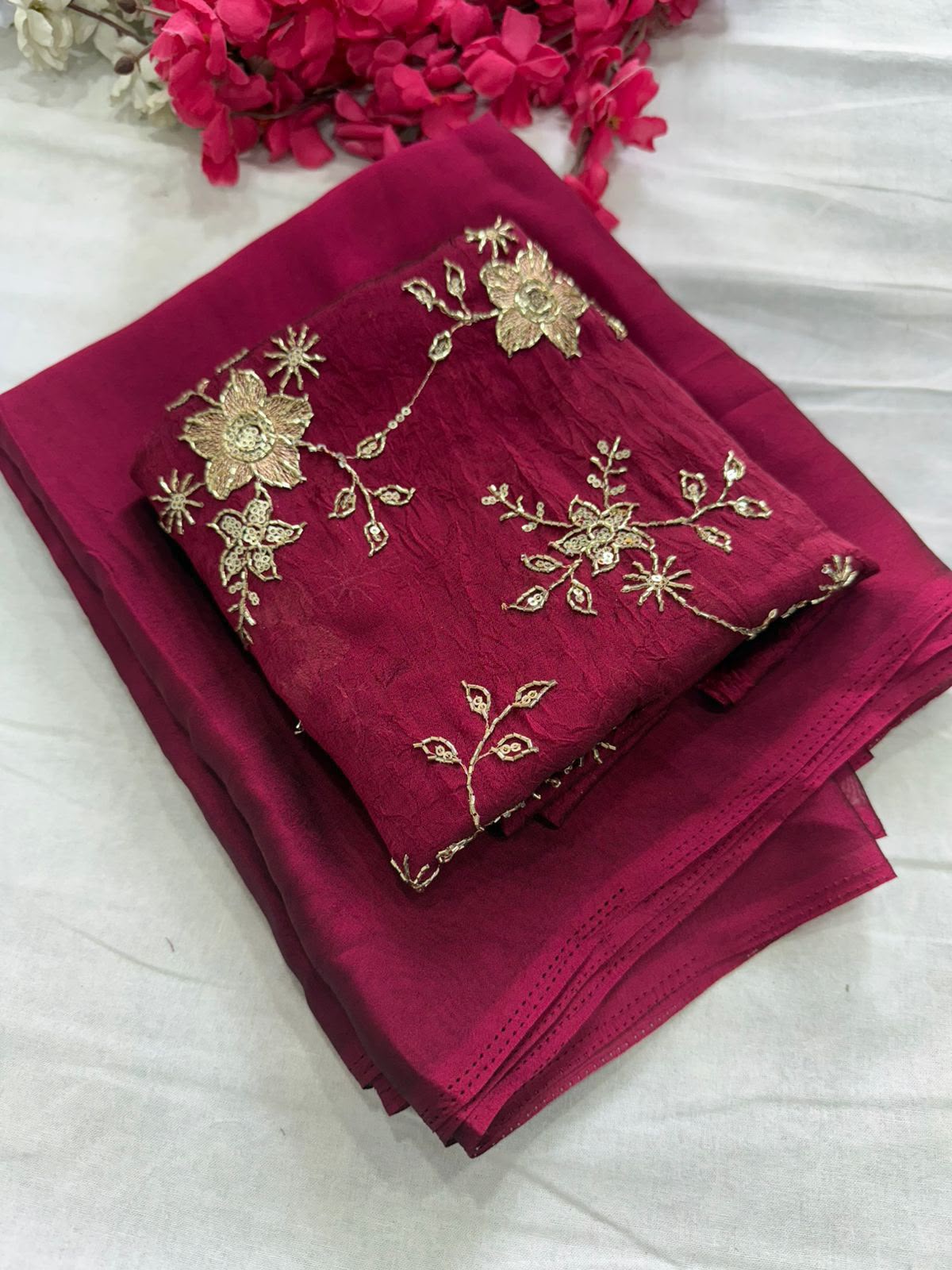 Rangoli Crush Saree with Sequin Work Running Blouse