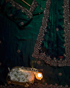 Beads & Sequins Work Fendy Silk Saree with Blouse