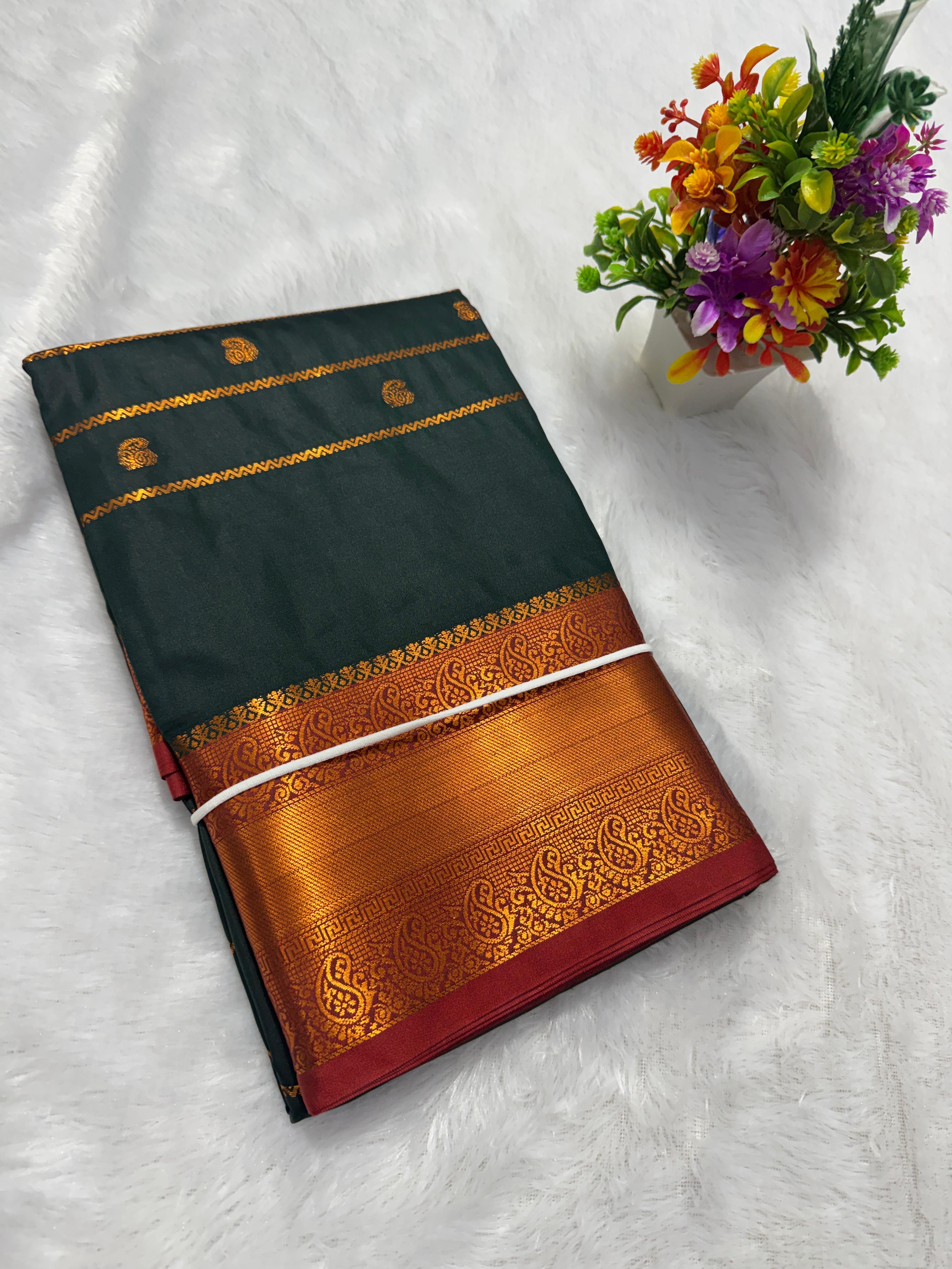 Traditional KSIC Style Saree with Contrast Blouse