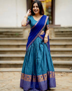 Traditional Jacquard Border Lehenga Set with Dupatta