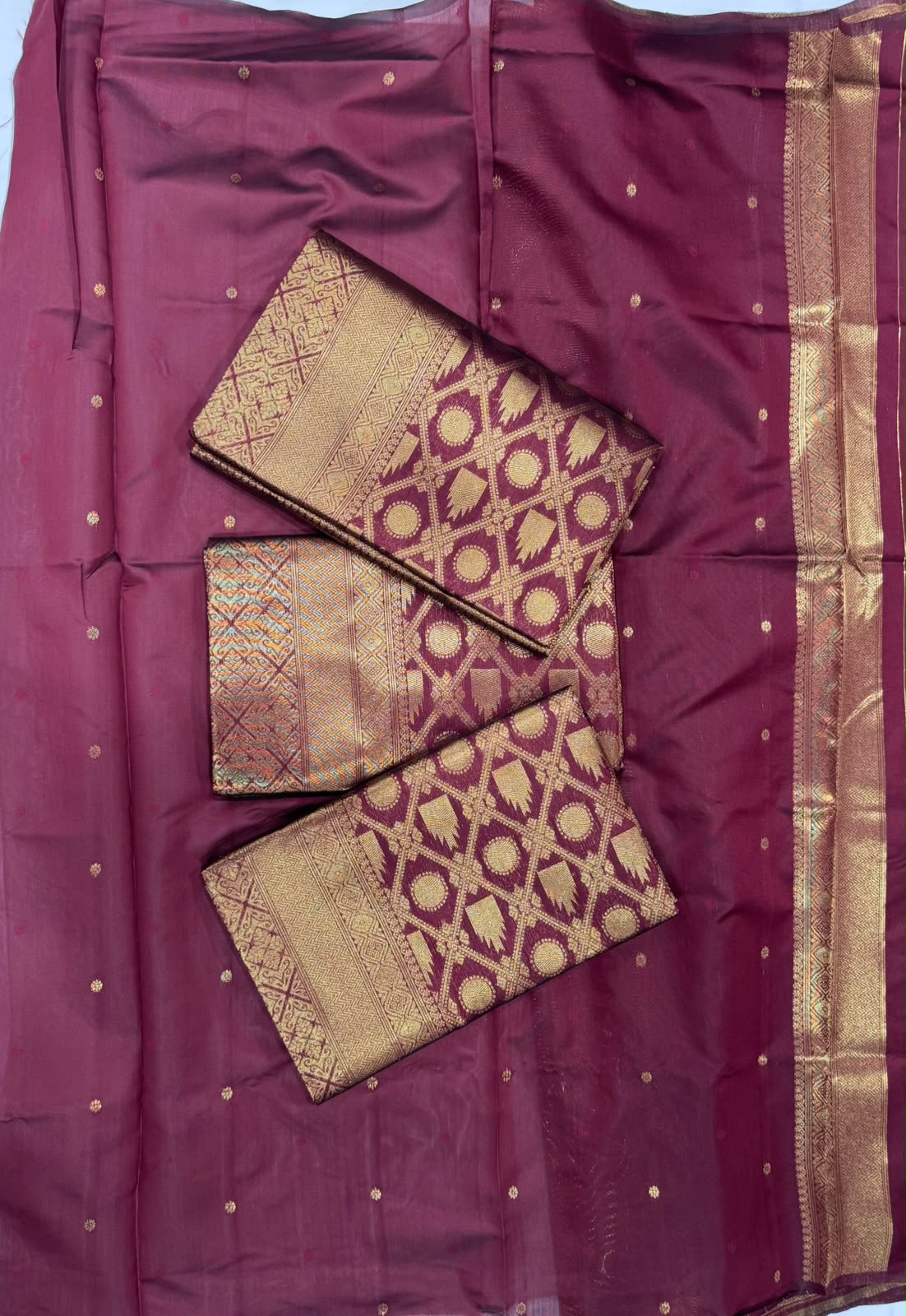 Lichi Silk Saree with Gold Zari & Jacquard Weaving