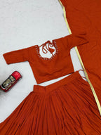 Handmade Mirror Work Rion Cotton Lehenga Choli Set