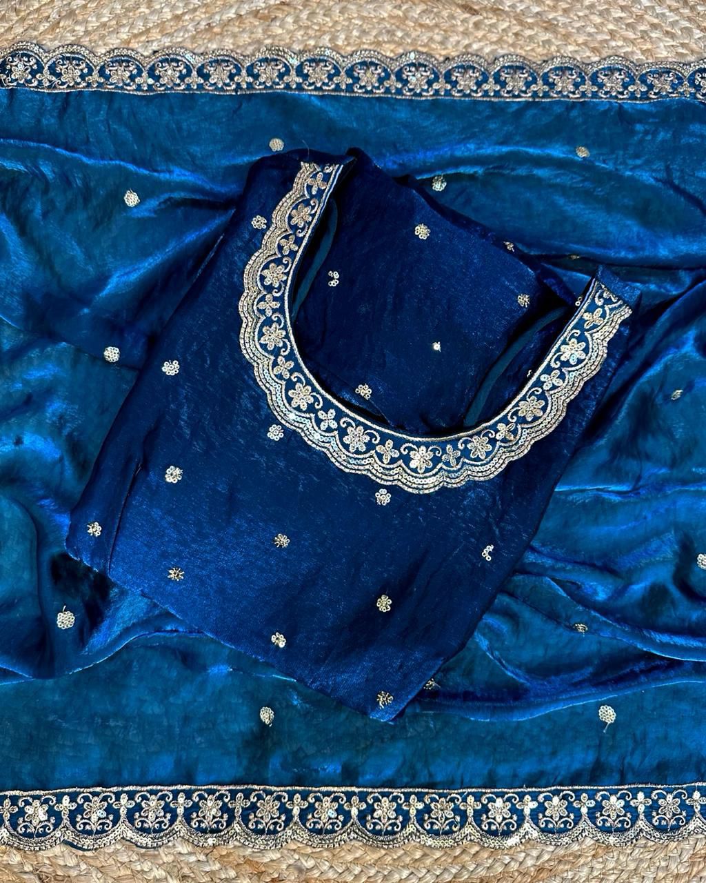 Designer Sequence Embroidered Fendi Silk Gown with Dupatta