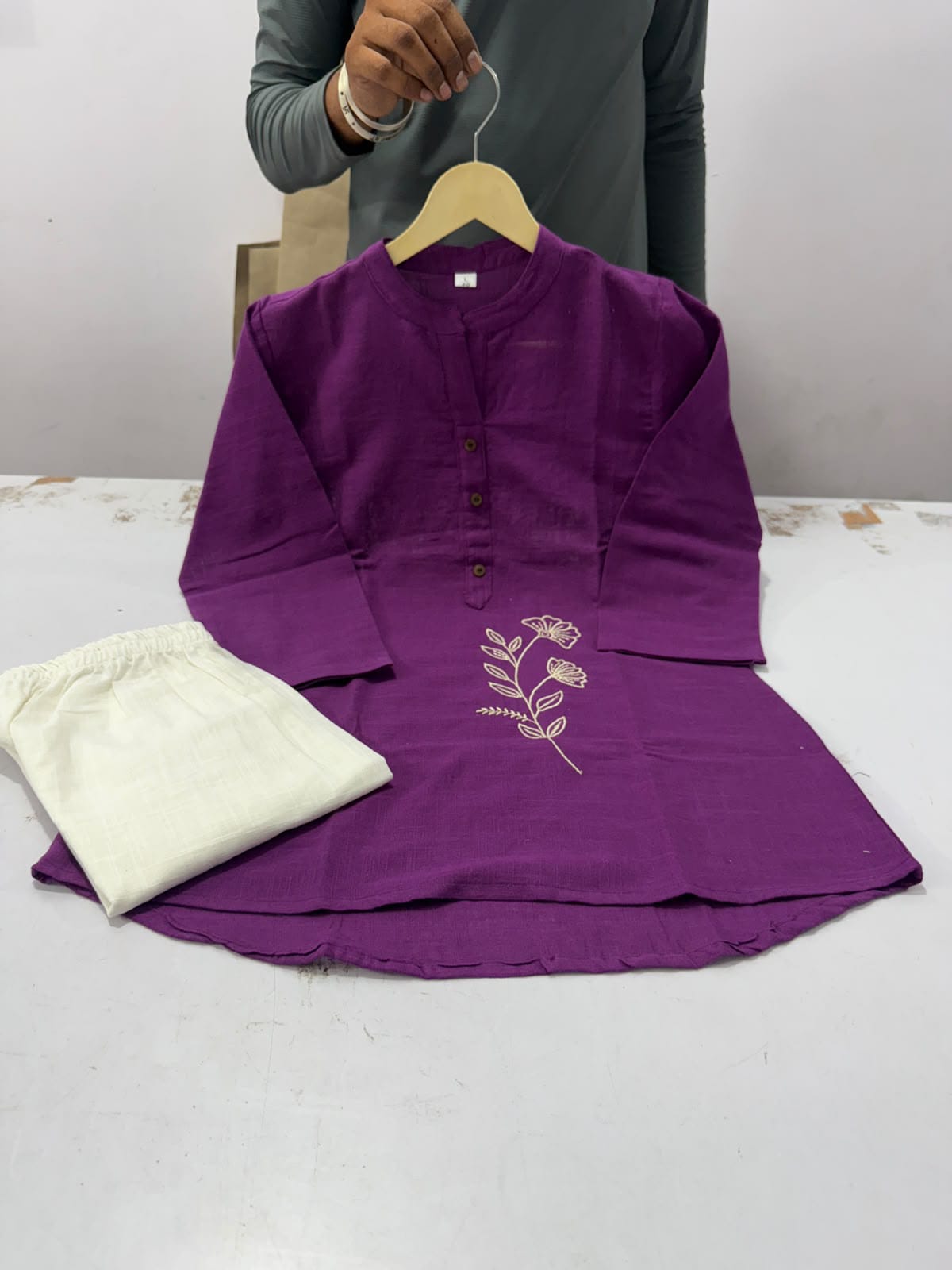 Cotton Slub Shirt and Pant Co-Ord Set for Women