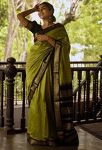Lichi Silk Saree with Jacquard Weaving & Brocade Blouse