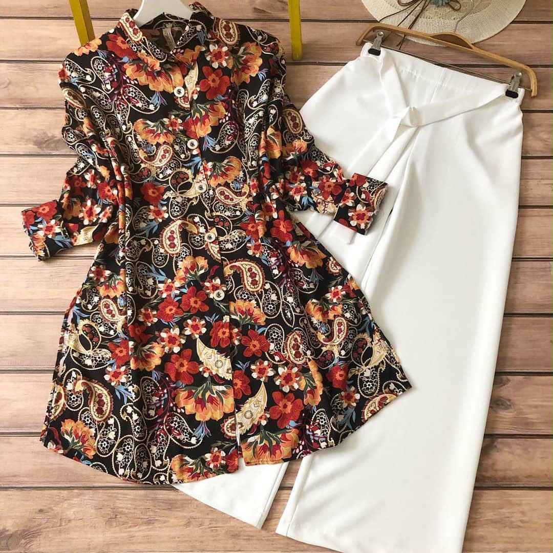 Digital Print Rayon Kurthi with Lycra Palazzo Set