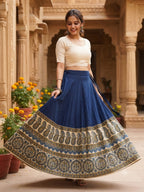 Plain Cotton Kali Skirt with Natural Border