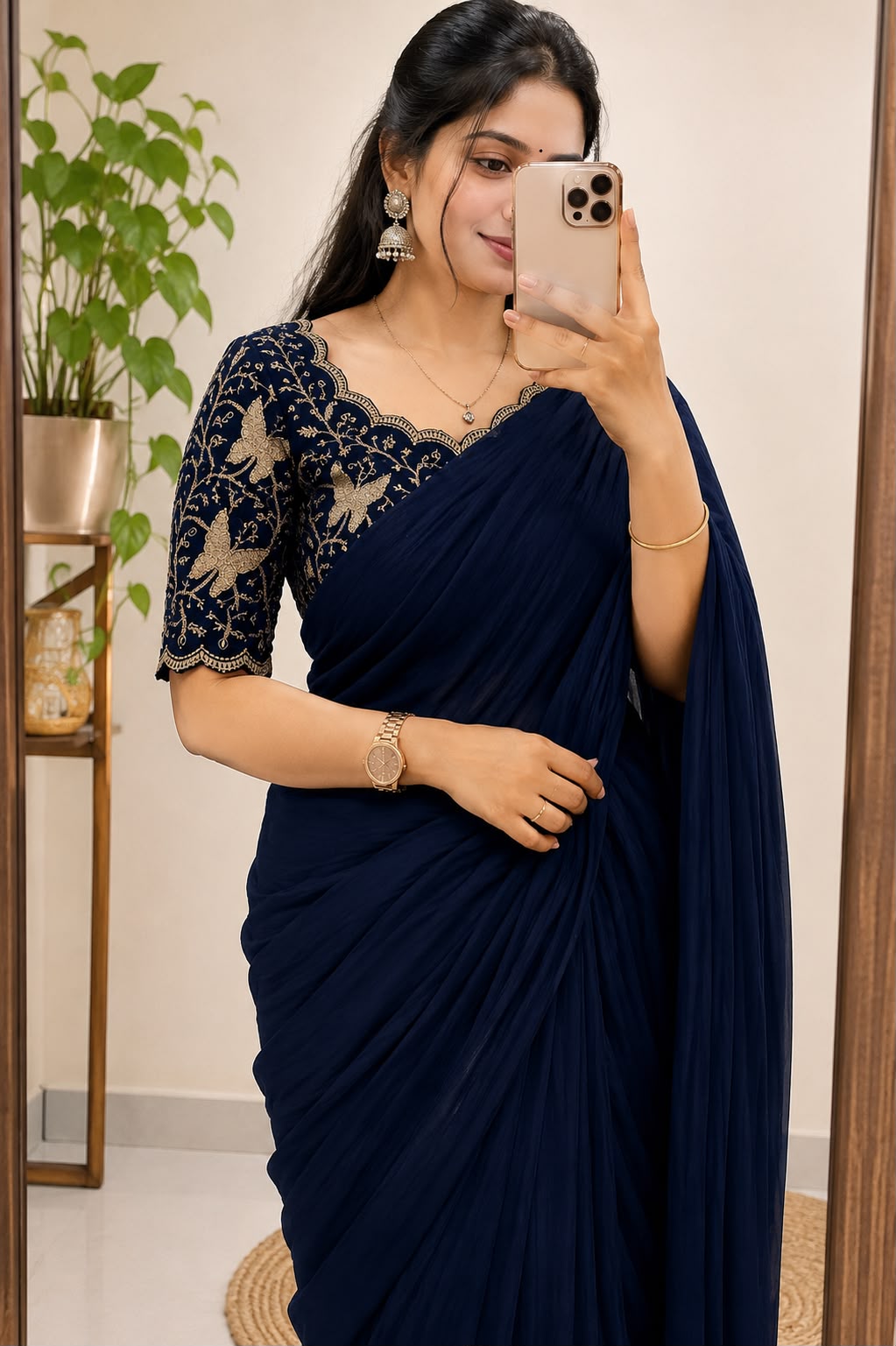 Rangoli Crush Silk Saree with Embroidered Blouse