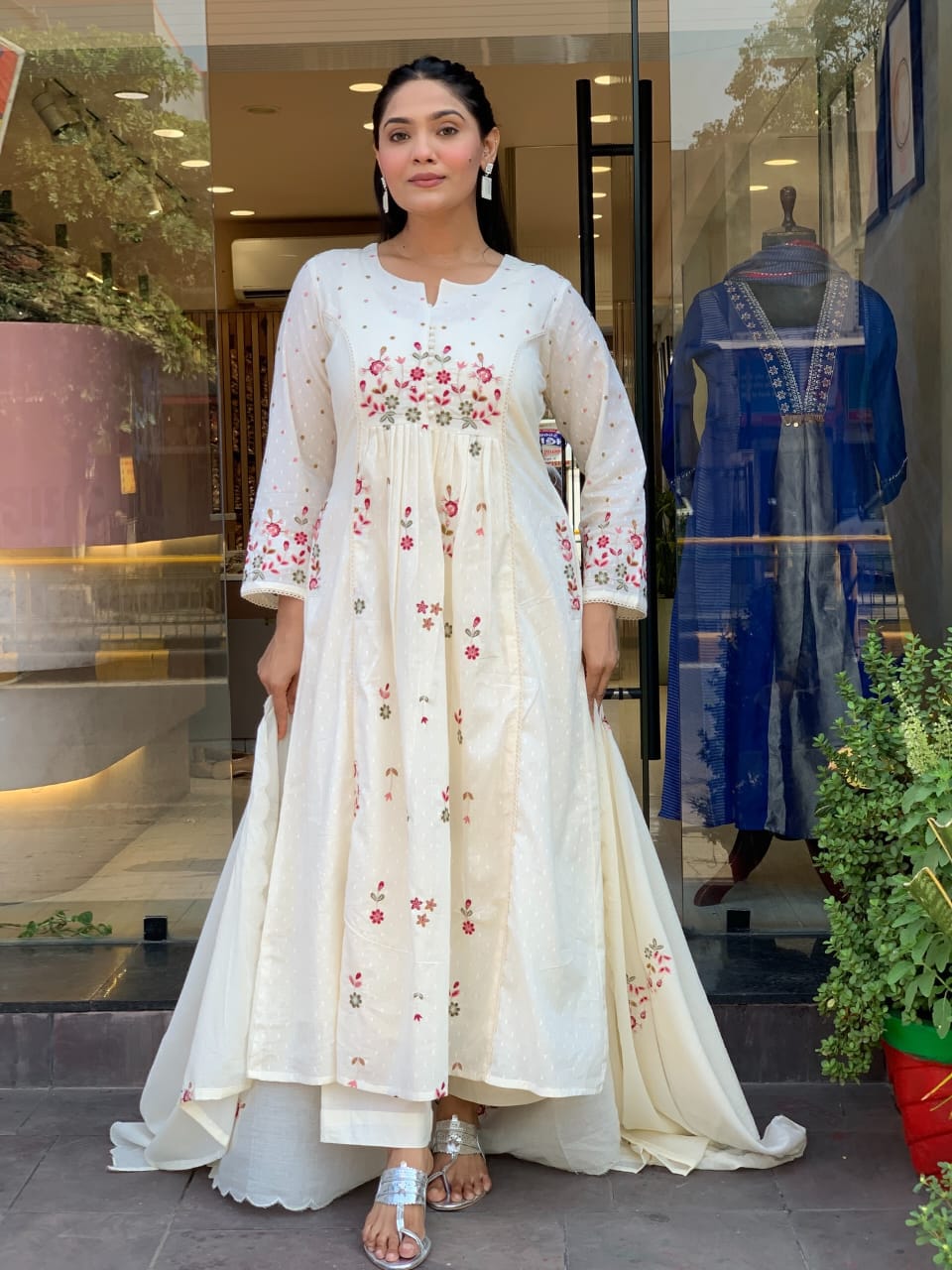 Cotton Embroidered Kurti Pant Dupatta Set