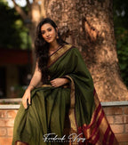 Lichi Silk Saree with Jacquard Weaving & Brocade Blouse