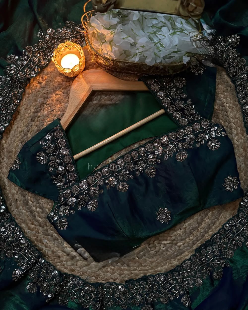 Beads & Sequins Work Fendy Silk Saree with Blouse