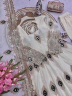 Heavy Fandy Silk Embroidered Gown Set with Zari Sequins Dupatta