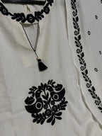 Cotton Flex Embroidered Kurti Pant Dupatta Set