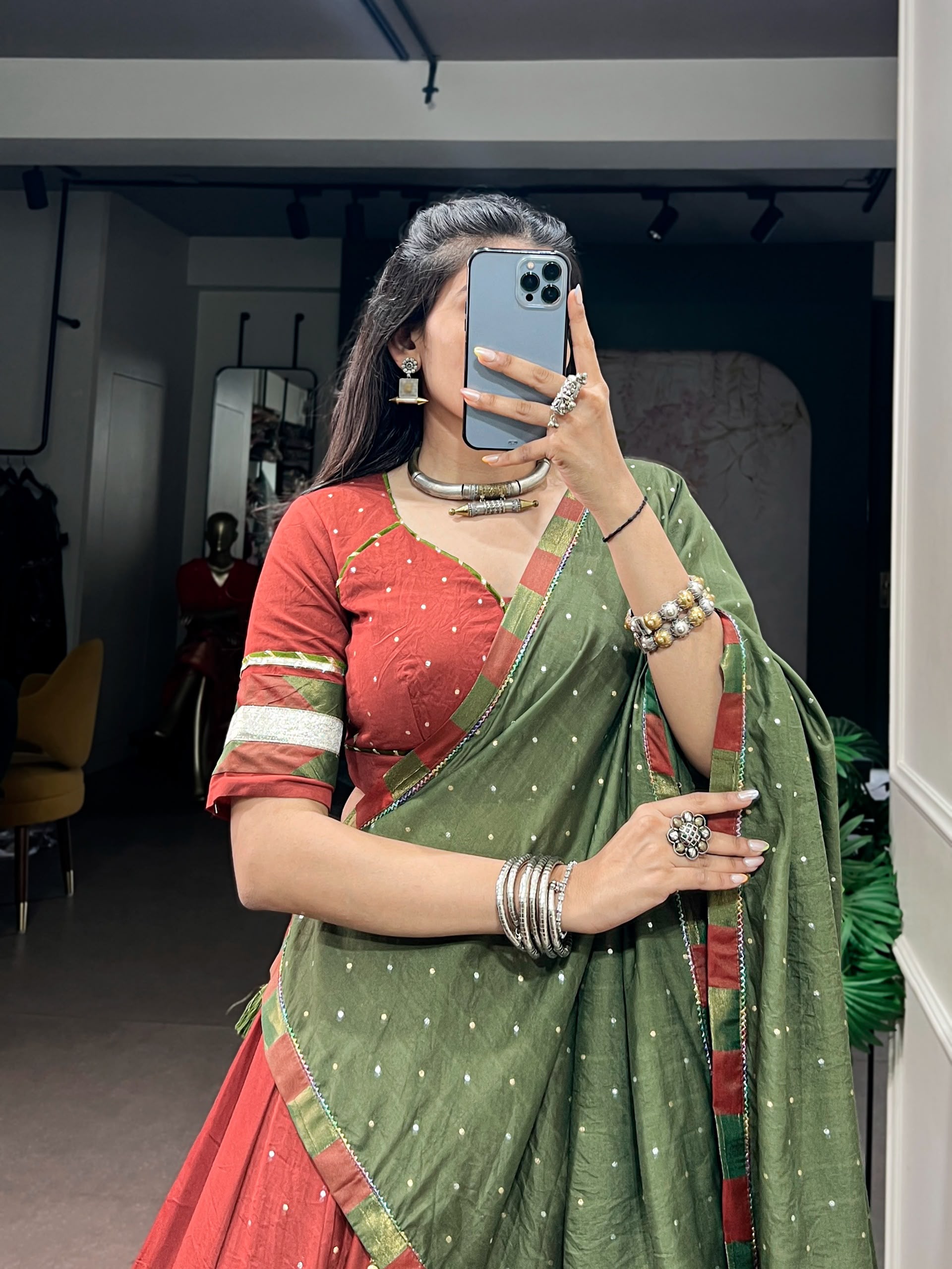 Zari Weaving Lehenga with Dupatta & 7 Meter Flair