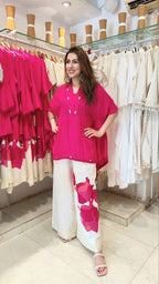 Cotton Loose Fit Co-Ord Set with Printed Palazzo