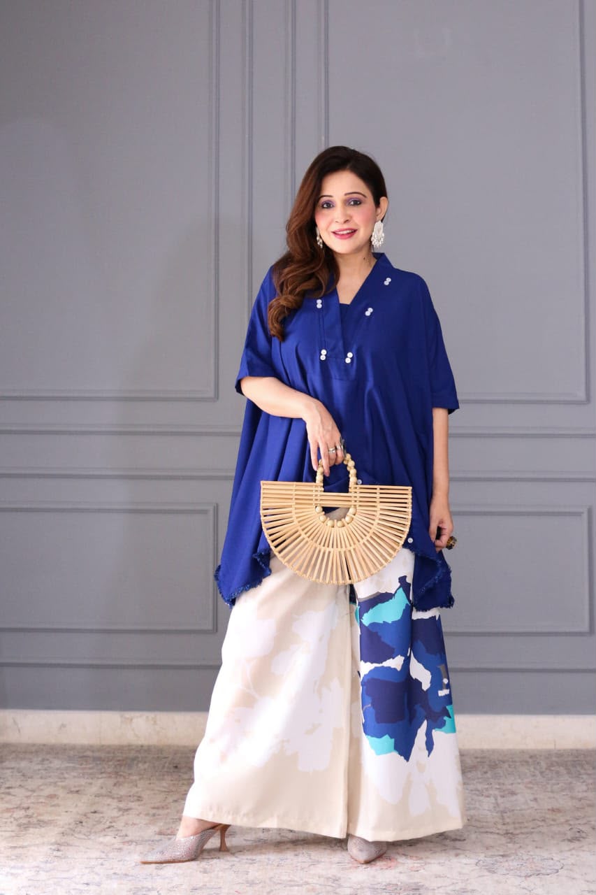 Cotton Loose Fit Co-Ord Set with Printed Palazzo