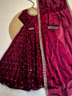 Designer Sequence Embroidered Fendi Silk Gown with Dupatta