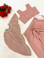 Embroidered Sequins Koti Dhoti Blouse Indo-Western Set