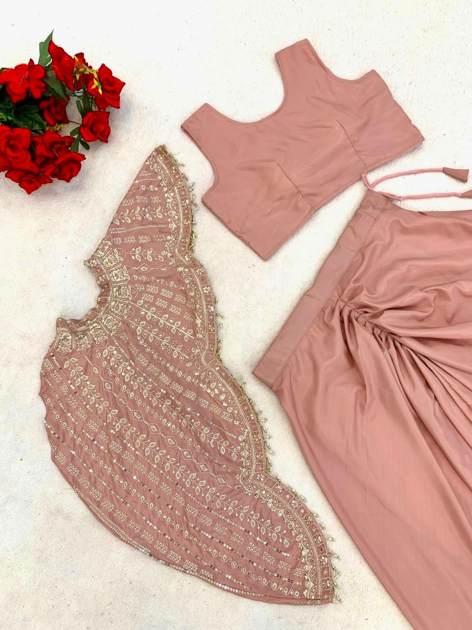 Embroidered Sequins Koti Dhoti Blouse Indo-Western Set