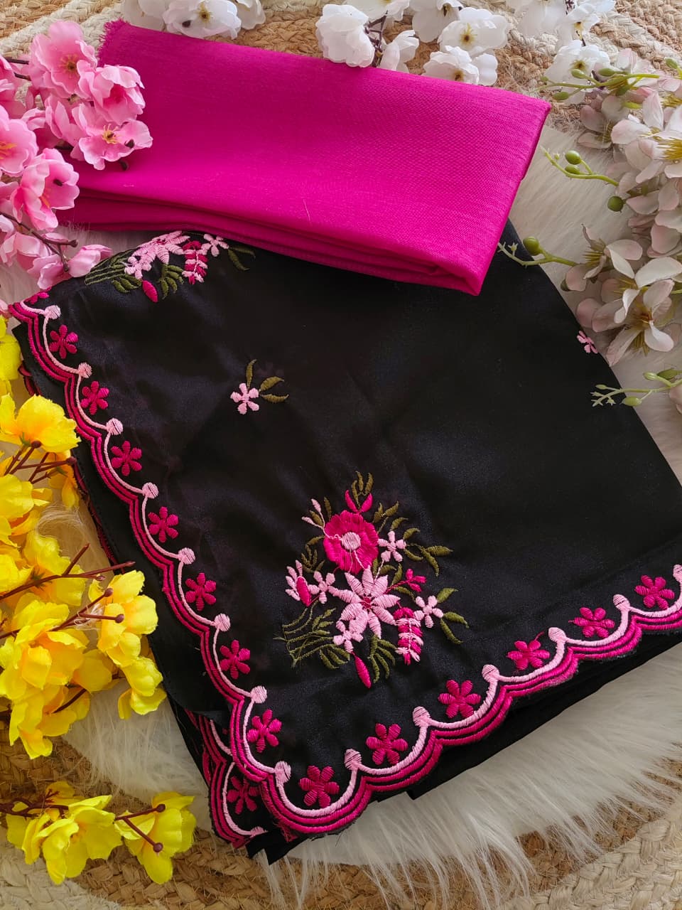 Floral embroidery sarees