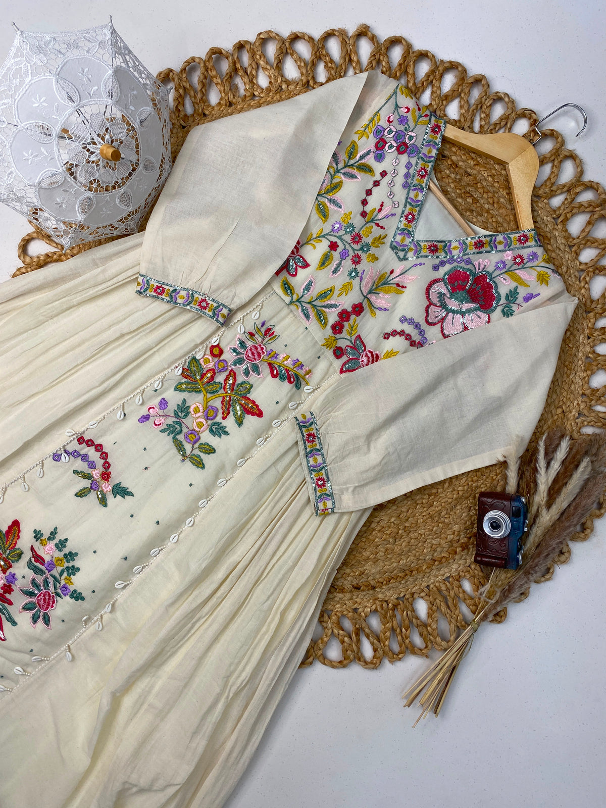 Kora Cotton Embroidered Maxi Gown for Women