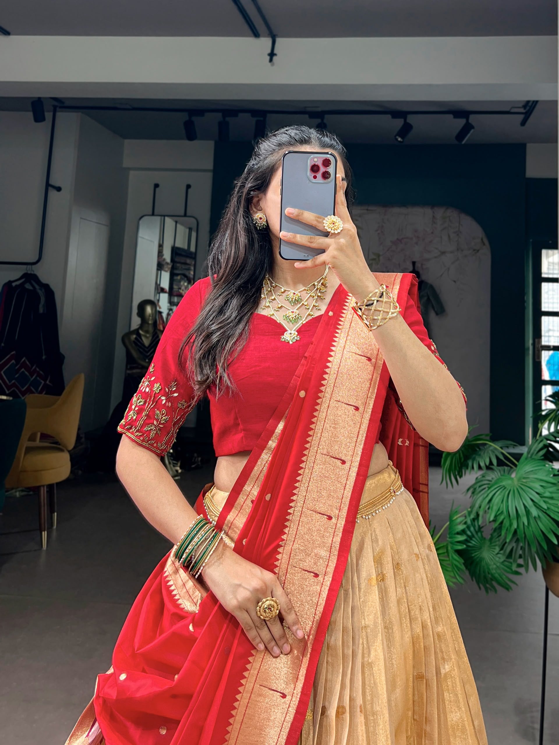 Designer Zari Weaving Lehenga with Jacquard Dupatta