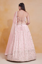 Georgette Zari & Sequins Embroidered Lehenga Set with Soft Net Dupatta