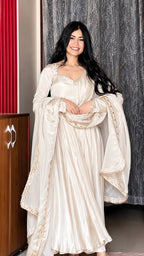Heavy Upada Silk Embroidered Gown Pant & Dupatta Set