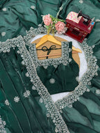 Beads & Sequins Work Fendy Silk Saree with Blouse