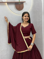 Handmade Mirror Work Rion Cotton Lehenga Choli Set