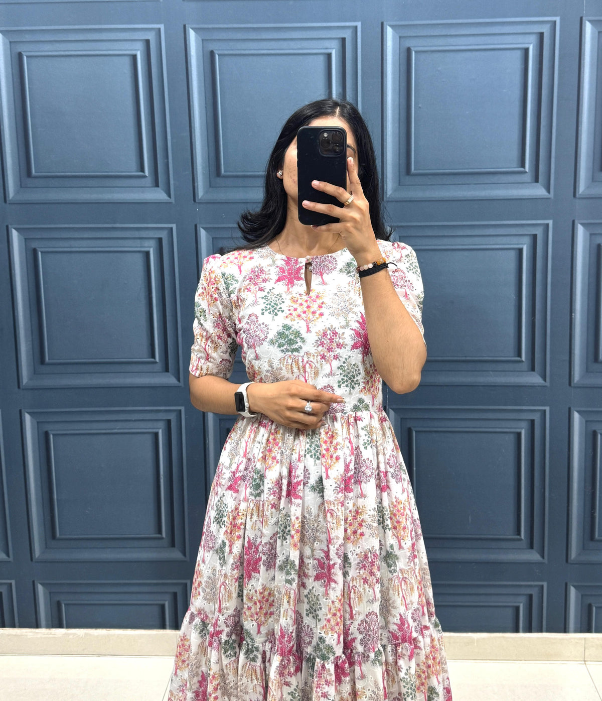Printed Hakoba Cotton Maxi Dress