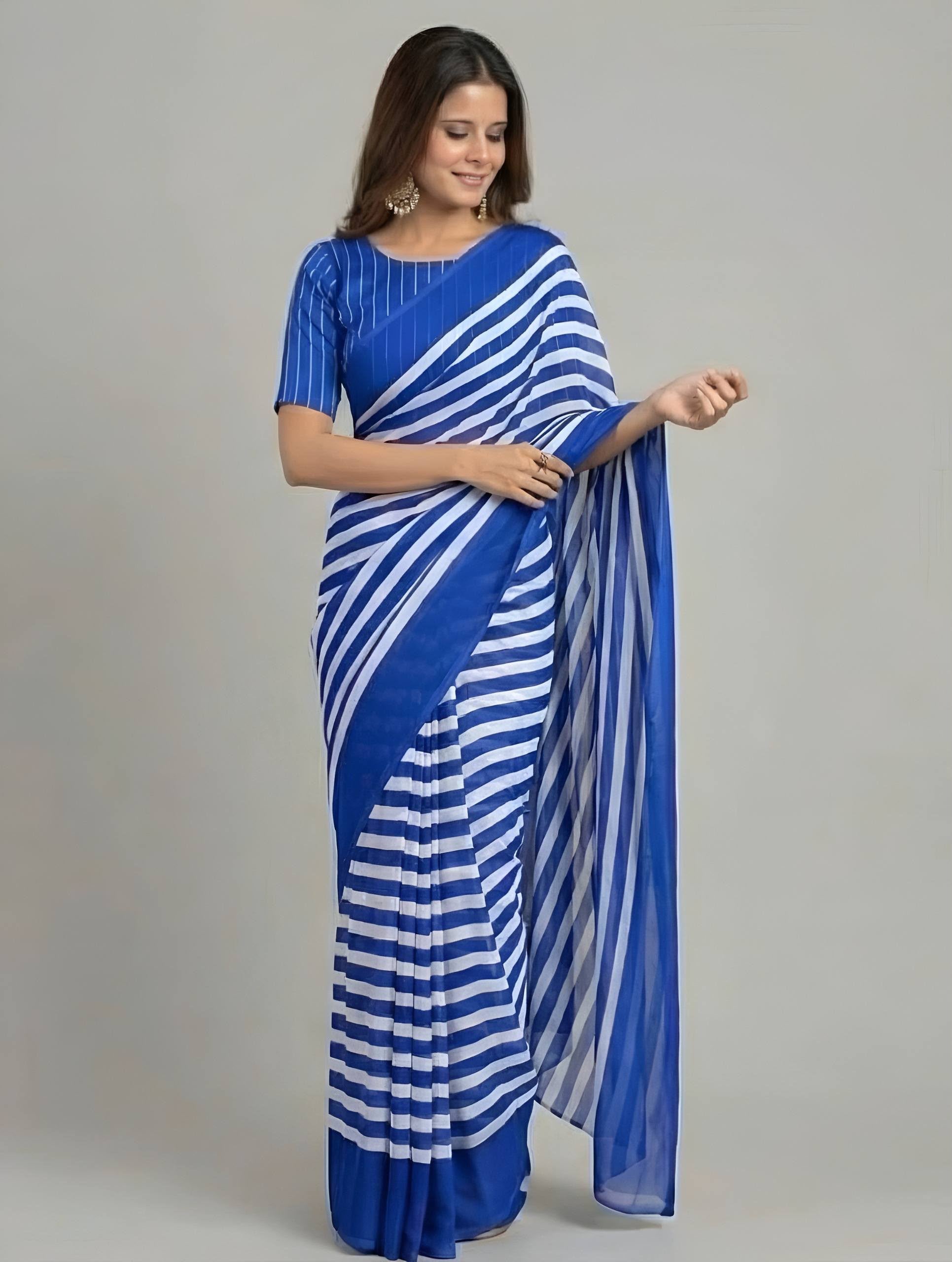 Digital Print Chinon Silk Saree with Blouse