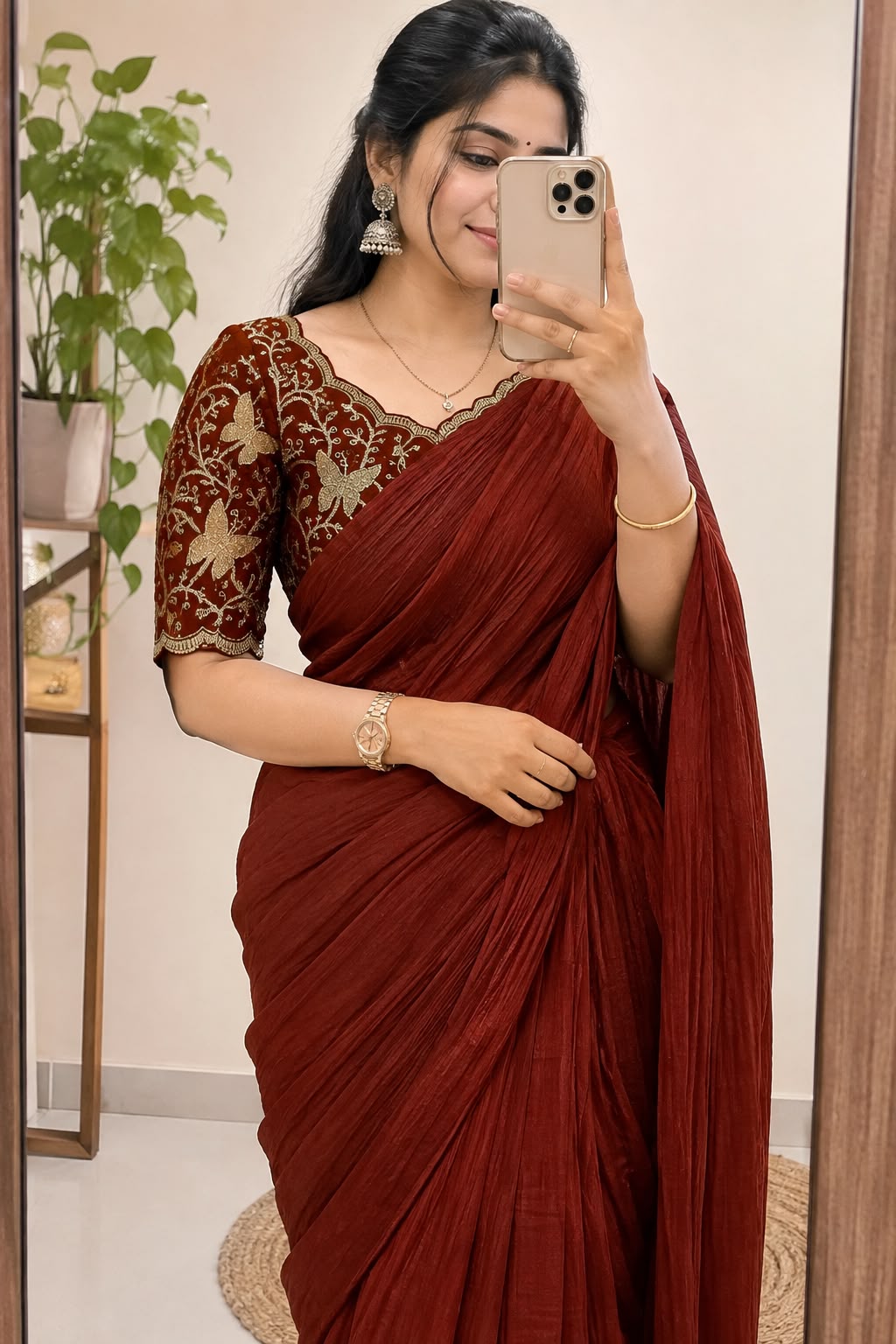 Rangoli Crush Silk Saree with Embroidered Blouse