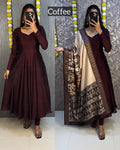 Anarkali Gown with Kalamkari Dupatta