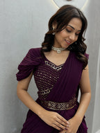 Embroidered Fox Georgette Lehenga Choli with Attached Dupatta