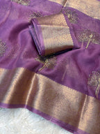 Designer Lotus Beadwork Party Wear Saree