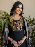 Embroidered Roman Silk Kurta Pant Set with Organza Dupatta