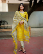 Kotadoria Kurti Pant Set with Dupatta for Women