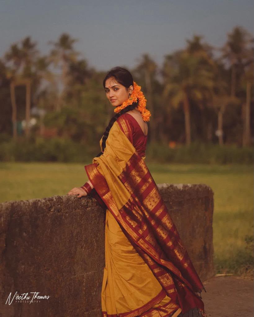 Lichi Silk Saree with Jacquard Weaving & Rich Pallu