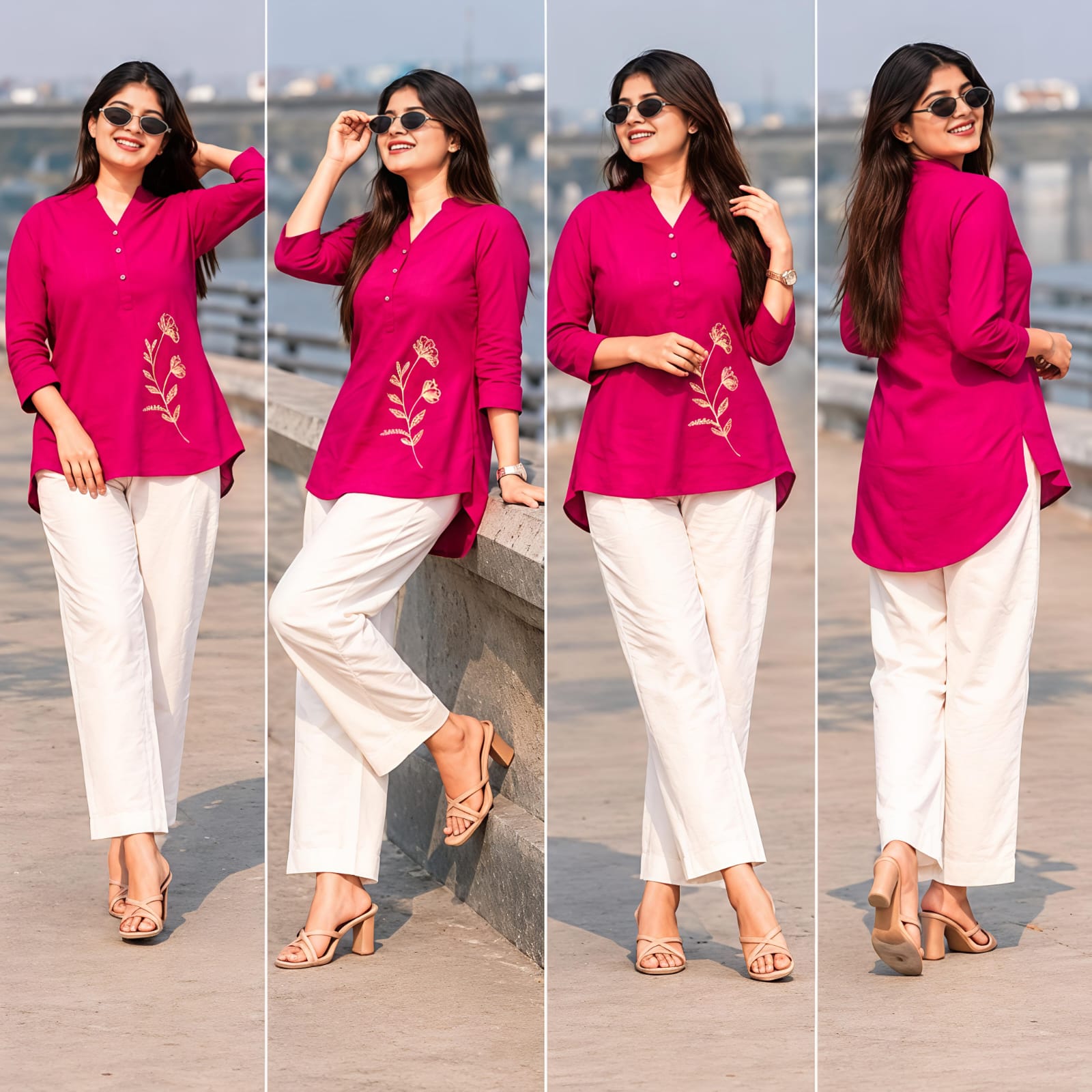 Cotton Slub Shirt and Pant Co-Ord Set for Women