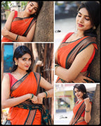 Lichi Silk Saree with Jacquard Weaving & Brocade Blouse