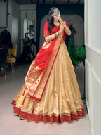 Designer Zari Weaving Lehenga with Jacquard Dupatta