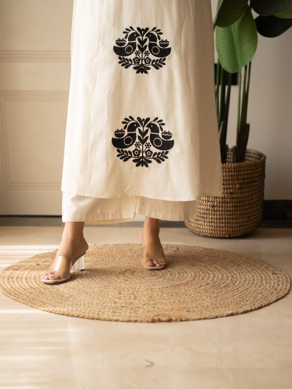 Cotton Flex Embroidered Kurti Pant Dupatta Set