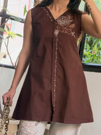 Floral Embroidered Cotton Co-Ord Set with Wide-Leg Pants