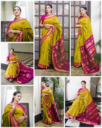 Lichi Silk Saree with Jacquard Weaving & Rich Pallu